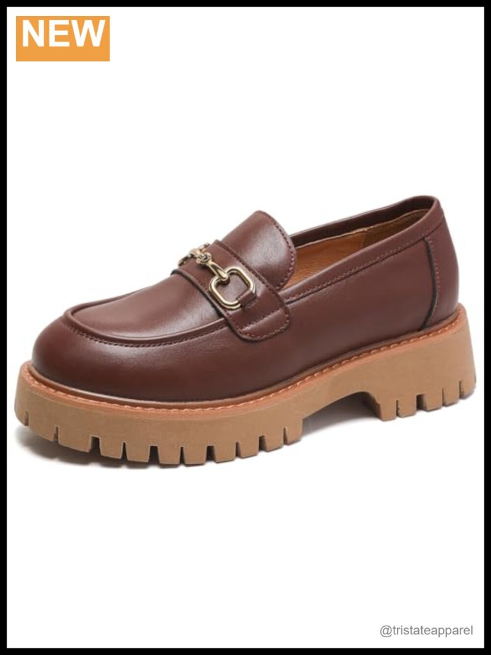 Platform Loafers for Women Chunky Heel Lug Sole Slip ons Round Toe